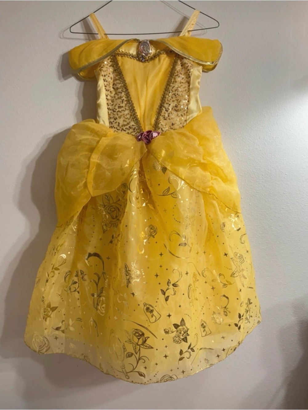 Disney Yellow Belle-Inspired Girls' Sparkle Princess Dress